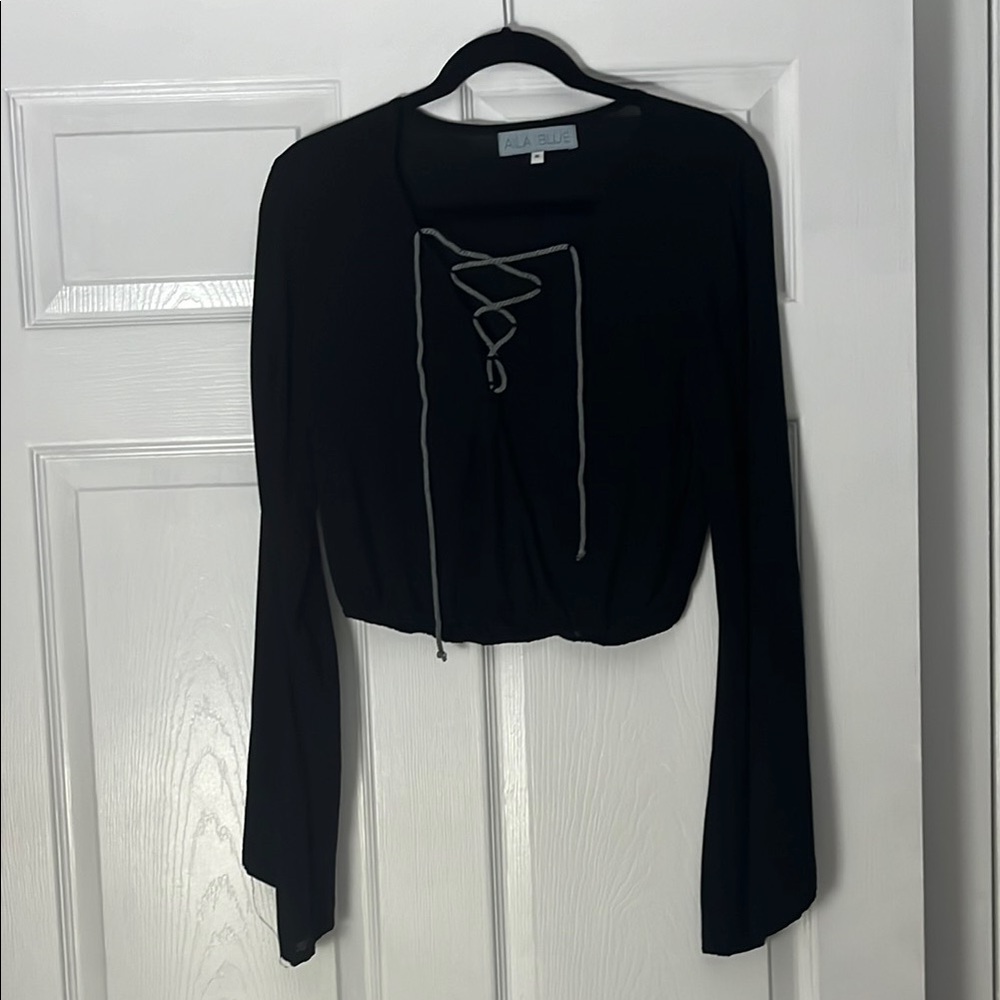 Black Lace-Up Top